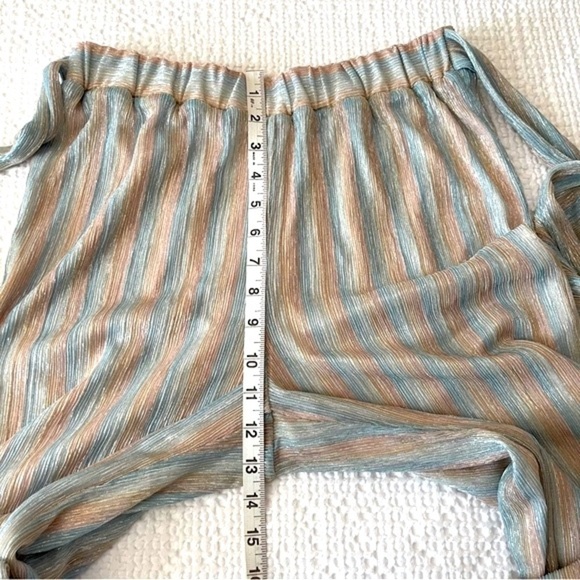 Mestiza New York Reina Trousers High Waist Wide Leg Metallic Pastel Silver M - Picture 12 of 16